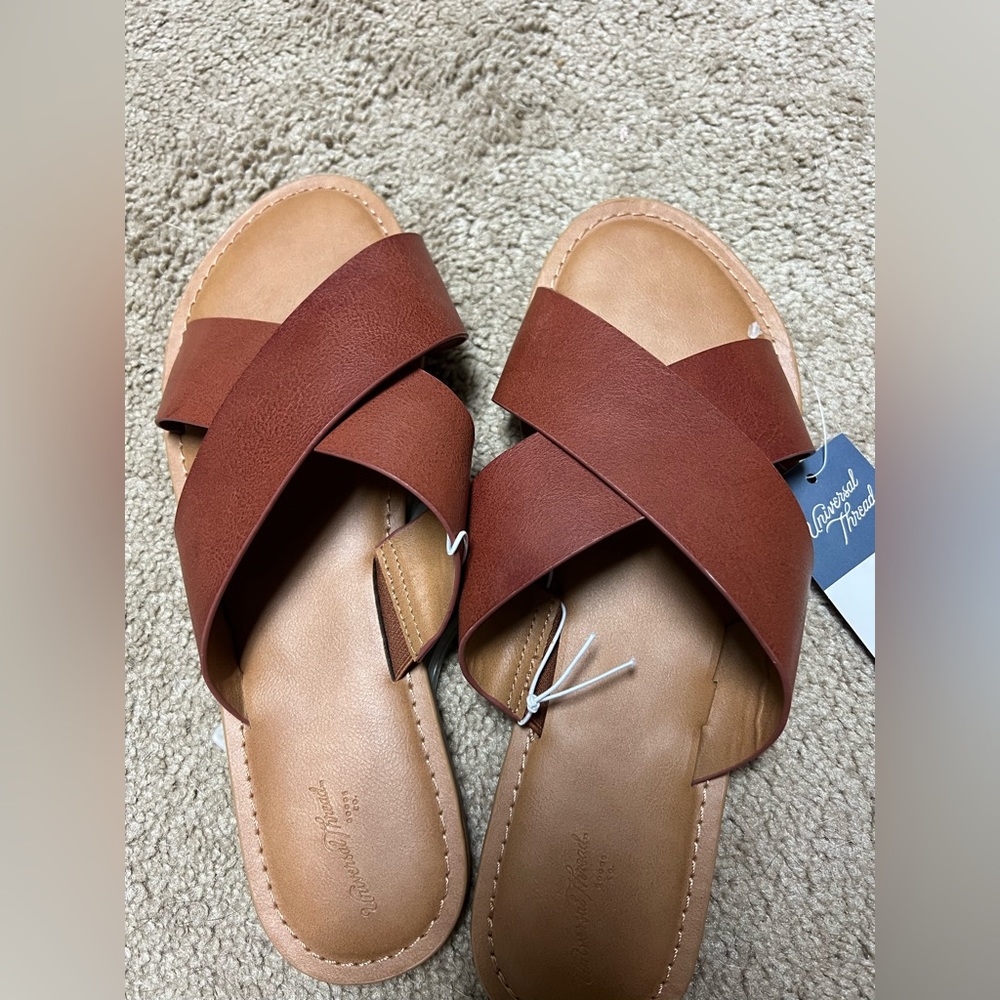 Target leather brown sandals size 10